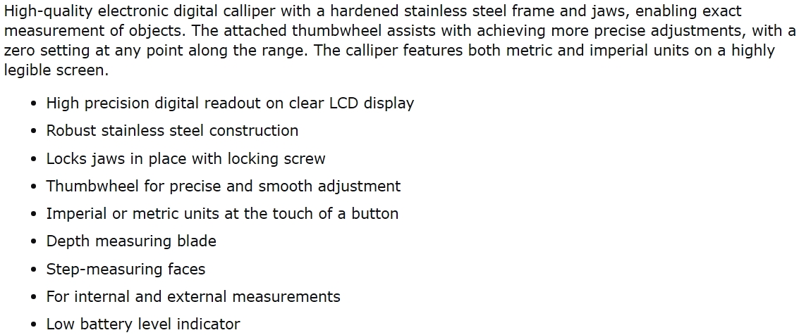 קליבר דיגיטלי ממתכת DURATOOL D03196 TEXT